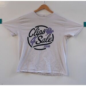 Vintage Clips4Sale T-Shirt White Women's Size L **THRASHED**